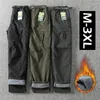 Men's Pants Tooling Thick Waterproof Fleece Cargo Men Women Winter Outdoor Multi-pockets Loose Straight Overall Trousers