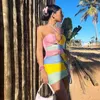 Casual Dresses Double Layered Patchwork Halter Dress Jersey Bodycon Mini Female Celebrity Festival Party Clothing Sexig Dodycon