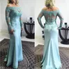 2020 Turquoise Mermaid Mother of the Bride sukienki z koronki z koronkami z koronkami długie rękawy plus rozmiar sukienki ślubne 4469625