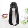 AOSI LONG STRAINT HAIR BLACK合成ロリータ女性ファッション女性コスプレパーティークリスマス240113