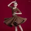 Sahne Giyim Çocuklar Latin Dans Elbisesi Kızlar Mordern Balo Salonu Elbiseleri Salsa Tango Etek Uygulama Rekabet Performans Kostüm