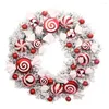 Decorative Flowers Christmas Wreath Decor Ornament 40cm Red Garland Candy Simulation For