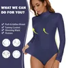 Kształt Bodysuit Owear Kobiety pełne ciało Shaper High kołnierz długie rękawowe kontrolowanie brzucha Ochrowanie osłony podstępne brzuch gorset 240113