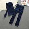 Kvinnors tvåbitar raka byxor Velvet Tracksuit Suicy Women Coutoure Set Track Suit Juciy Coture Sweatsuits Designer Tracksuits With Hoodie dragkedja