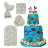 Moule à gâteau fondant en forme de sirène, hippocampe, coquillage, étoile de mer, queue de sirène, moule en silicone pour décoration de gâteaux, chocolat, bonbons, argile polymère 122237