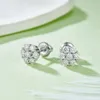 Stud Oorbellen 0.84ct Lente Pruimenbloesem Diamanten Schroef Terug Gele Bloem Cluster Sterling Zilveren Moissanite Oorbel Voor Vrouwen