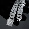 Benutzerdefinierte 16 mm Vvs Moissanit Iced Out Diamantkette Halskette Arc 925 Sterling Silber Baguette Cuban Chain