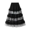 Skirts Women Tulle Tutu Skirt Contrast Colors Elastic Layered Mesh Fairy A-Line For Beach Party Streetwear