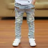 Ienens 5-13y Boys Boys Giyim Skinny Jeans Klasik Pantolon Çocuk Denim Giyim Trend Uzun Dipler Erkek Erkek Bebek Günlük Pantolon 240113