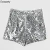 Sexy Women Sequin Shorts Summer High Waist ORing Zip Bodycon Feminino Skinny Party Club Festival Raves Pole Dance 240113