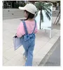 Mädchen Bögen Denim Overall 2024 Frühling Kinder Split Quaste Flare Hosen Valentinstag Kinder Casual Cowboy Hosenträger Hosen Z6704