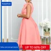 Roupas étnicas Robes Vestido Africano Mulheres Ruffle Splice Um Ombro Império Vestido Verão Sólido Moda Plissada Senhora de Escritório Vestidos