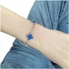 Van-Clef Arpes Bracelet Designer Femmes Top Qualité Bracelet Trèfle À Quatre Feuilles Cinq Fleurs Bracelet Chanceux Fleur Double Face V Or 18k Rasose Or Bleu Calcédoine