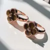 Ring Van-Clef & Arpes Designer Women Top Quality Rings New V Lucky Four-leaf Clover Series Ring Full Diamond Female Tiger's Eye Stone Agate Natural Ring