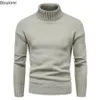 Herren-Winter-Rollkragenpullover, hochwertig, elastisch, warm, solide, schlanke Strickpullover, Tops für Männer 240113