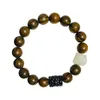 Link Bracelets Natural Green Sandalwood Bodhi Woodcarving Black Clear And Cold Feeling Bracelet Couple Retro Style