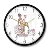 Wall Clocks Fashion Girl With High Heel Shoes Luxury Clock Tide Shop Boutique Decoration Hanging Watch Silent Non-ticking