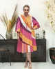 Ethnic Clothing Stripe Print African Sukienki dla kobiet 2024 Dashiki Autumn Winter Midi Sukienka Panie Tradycyjne wróżki