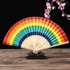 Dekorative Figuren, Regenbogen-Hand-Faltfächer für Hochzeit, Geburtstag, Urlaub, Festival, Party