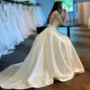 Gorgeous Wedding Dress for Bride Sheer Neck Long Sleeves Lace Beaded Illusion Tiered Satin Wedding Gowns for Marriage for Nigeria Black Women NW027