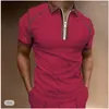 Herren T-Shirts 2024 Frühjahr/Sommer T-Shirts Mode Lässiges Poloshirt Kurzarm Farbblock Reißverschluss T-Shirt Top Kleidung