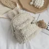 Petit lapin à oreilles de laine sac à dos de vacances pour enfants en peluche jouet sac de maternelle mignon porte-monnaie enfants cadeaux d'anniversaire 240113