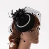 Grampos de cabelo Y1UB Tea Party Fascinator Feather Hat Mulheres Headband