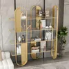 Decorative Plates Stainless Steel Creative Bookshelf Floor To Minimalist Living Room Display Rack Glass Partition Storage