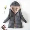 Delle donne Trench 2024 Inverno di Media Lunghezza Giacca di Cotone con Cappuccio da Donna Autunno Leggero Fodera in Peluche Solido Delle Signore Parka Allentato Femminile