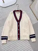 10091 2024 Runway Summer Brand SAme Style Sweater Long Sleeve V Neck Cardigan Fashion Clothes Purple High Quality Womens ZHEN