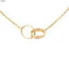 Modedesigner halsband med skruv diamant dubbel cirkel kärlek halsband för flickvän vit guld ros hänge rostfritt stål fest gåva trendig
