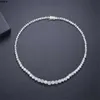 Top vente collier de tennis de mariée bijoux de luxe étincelants 18 carats en or blanc rempli de topaze ronde Cz diamant pierres précieuses Ins femmes pendentif pour cadeau d'amant K48j