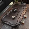 Teaware Sets Chinese Solid Wood Tea Creative Carved Tray Simple Set Household Log Retro Table Smooth Drainage Design