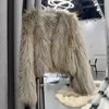 LKSK – veste d'hiver en fausse fourrure de raton laveur pour femme, manteau court de haute qualité, nouvelle collection 2024