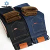 Men Winter Fleece Warm Jeans Brand Fashion Business Pants Retro Classic Denim Trousers Autumn Casual Stretch Slim 240113