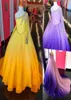 Ombre lila tjej tävlingsklänningar 2023 Cape Crystals Pärlning Chiffon Ballgown Little Kids Birthday Long Sleeve Formal Party Wear G6163770