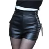 Zwart Pu-leer Bandage Short's hoge taille bil elastische strakke sexy laarzen shorts 240113