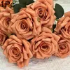 Decorative Flowers 1Pc 9 Heads Flower Branch Vintage Rose White Red Artificial Silk Bouquet For Birthday Party Wedding Room Home Decoration