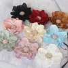 Flores decorativas 10pcs/lote 9cm Made handmade shinestone Center Organza chiffon Fabric Artificial Fake Flower Vester Chaneiras