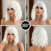 Long Curly Wavy Platinum Blonde Synthetic s White Lolita Hair with Bangs for Women Cosplay Party Halloween Heat Resistant 240113