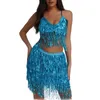 Jupes Paillettes Gland Jupe Costume Femmes Fête Danse Sexy Jazz Tuyau En Acier Carnaval Performance Costume Tenues Bustier