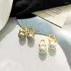 dangle earringsヴィンテージレトロなスタイリッシュなパールイヤリング高品質のリアルゴールドメッキインシンプル韓国ファッションレディ