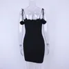 Casual Dresses Women Pom Lace Up Bodycon Dress Solid Sexy Braces 2024 Summer Party Cwd0013-5