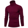 Outono inverno camisola de gola alta masculina cor sólida casual lã malha pullovers masculino fino ajuste pulôver roupas 240113