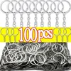 Sleutelhangers 50/100 STUKS Verzilverd Metaal Blank Sleutelring Split Ring Keyfob Sleutelhouder Ringen Vrouwen Mannen DIY Kettingen Accessoires