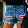 Women's Jeans Wide Leg For Woman Hollow Pocket Sexy Denim Shorts Women Stretch Flag Button Fashion Girls