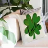 Kudde St. Patrick's Day Pillowcase Lucky Four-Leaf Clovers Cover Irish Festival Home Soffa Decoration Green Covers