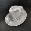 Basker slips mardi gras paljett hip hop hatt tema party fedora levererar barn blingbling dans panama dropship