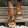 Sandaler plus storlek 42 kvinnors kilar Summer Snake Print Platform Gladiator Shoes Woman Comfort Comantic Med Heels Rom