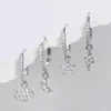 4 Stuks 1Set 18K Geel Rose Wit Vergulde Bling Cz Moon Star Cloud Oorbellen Hoops Voor mannen Vrouwen Mooie Sieraden Gift